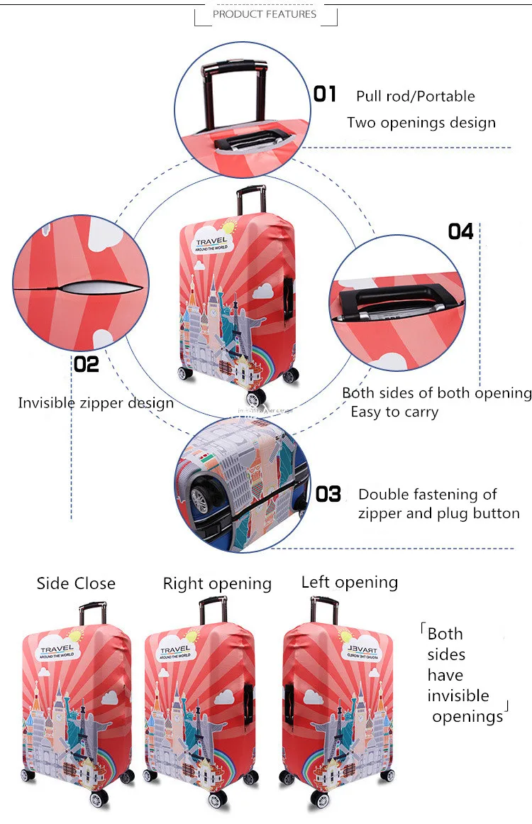 Толстый дорожный костюм чехол защитный чехол на чемодан чехол Аксессуары для путешествий Эластичный Чемодан пылезащитный чехол для 18 ''-32'' чехол для костюма