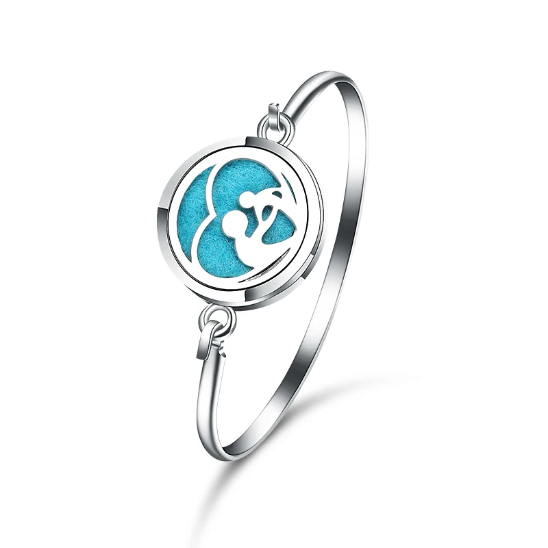 

New Aroma Diffuser Mother And Child Bracelet Bangle Stainless Steel Aromatherapy Essential Oil Diffuser Perfume Lockets Bracelet