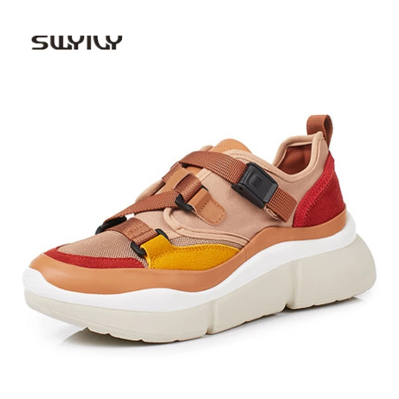 SWYIVY Women Running Shoes High-top Low-top Platform Sneakers Women 2018 New Autumn Hip Hop Style Women Sport Jogging Shoes