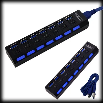 

by dhl or ems 20pcs 7 PORT USB 3.0 HUB High Speed Power Cable For PC Desktop Laptop Notebook EU/US
