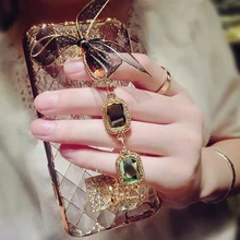 Phone Cases for iPhone 5s 6 6s 7 Plus 3D Bling Rhinestone Chain Girls Lace Bow