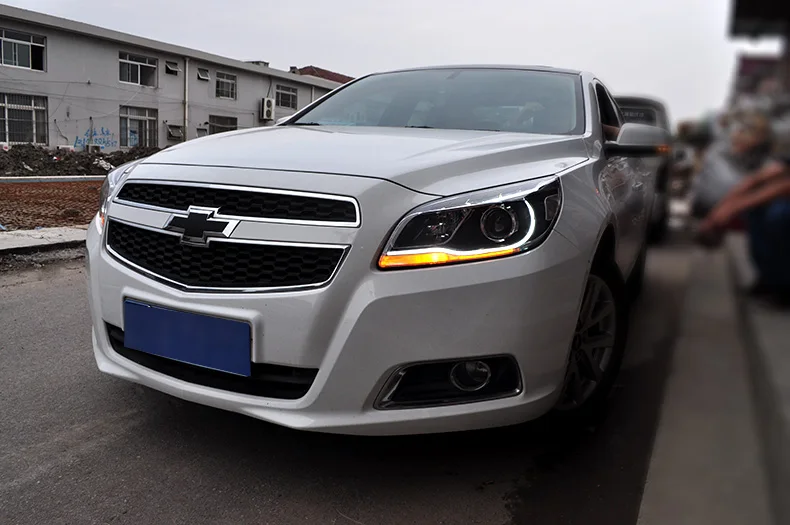 D_YL стайлинга автомобилей Для Chevrolet фары Malibu 2011- Malibu светодиодный фары DRL Объектив Двойной Луч H7 спрятал bi Xenon объектива