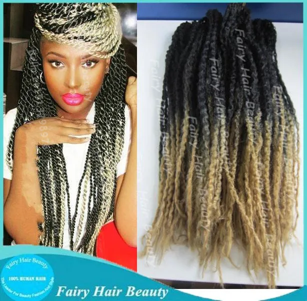 Stock 20 Fold Two Tone Black Blonde Synthetic Twists Ombre 20 Fold Two Tone Black Blonde Synthetic Twists Ombre Marley Twist
