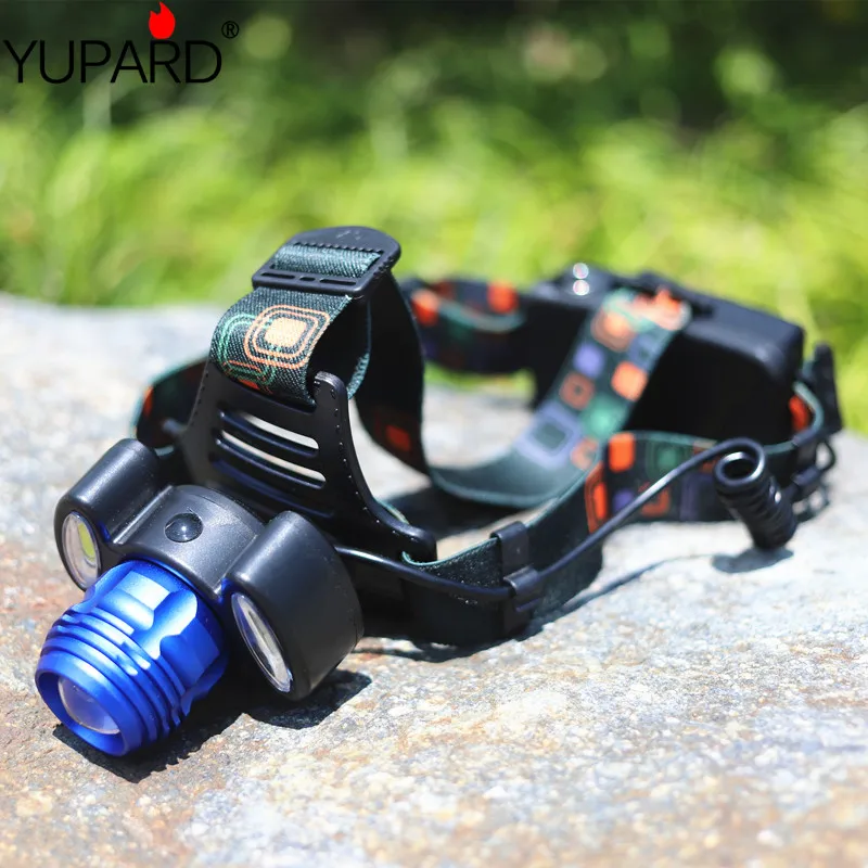 YUPARD Adjust Zoomable Zoom IN/OU T6 LED+2*COB LED Headlamp high bright focus Headlight Waterproof 18650 rechargeable battery | Лампы и