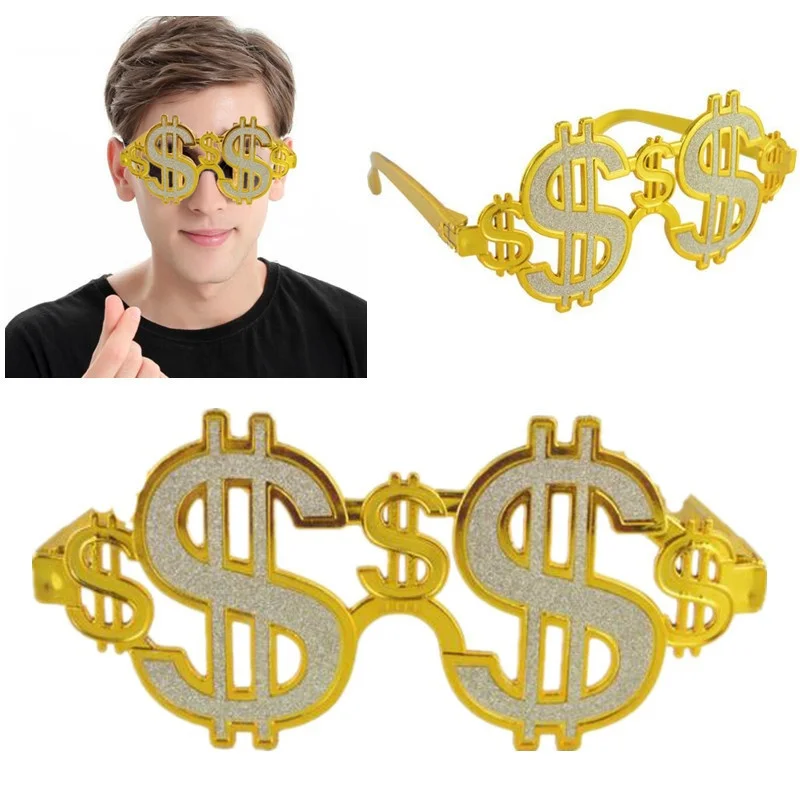 

1Pc Gold Shiny Dollar Costume Glasses Creative Party Masks Costume Money Party Favors For Party Decoration Halloween Supplies