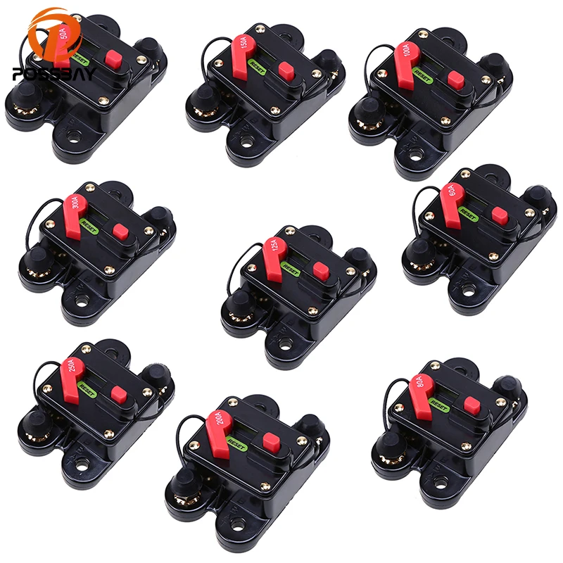 POSSBAY Car Auto Boat Audio Fuse Holder 50/60/80100/125/150/200/250/300 Amp Manual Reset Circuit Breaker Reset Fuse Inverter POSSBAY Car Auto Boat Audio Fuse Holder 50/60/80100/125/150/200/250/300 Amp Manual Reset Circuit Breaker Reset Fuse Inverter