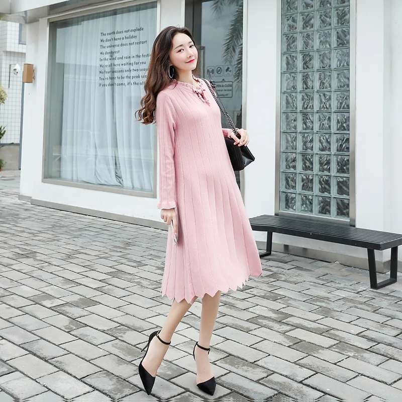 

2061# 2018 Autumn Winter Fashion Maternity Long Dress Thicken Warm Knitted Clothes for Pregnant Women Pregnancy Sweater Clothing