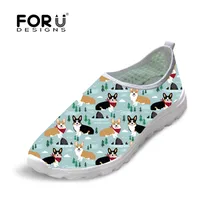 FORUDESIGNS/милый корги с принтом; женская обувь на плоской подошве без застежки; удобные сетчатые повседневные кроссовки для женщин; женская летняя обувь на платформе