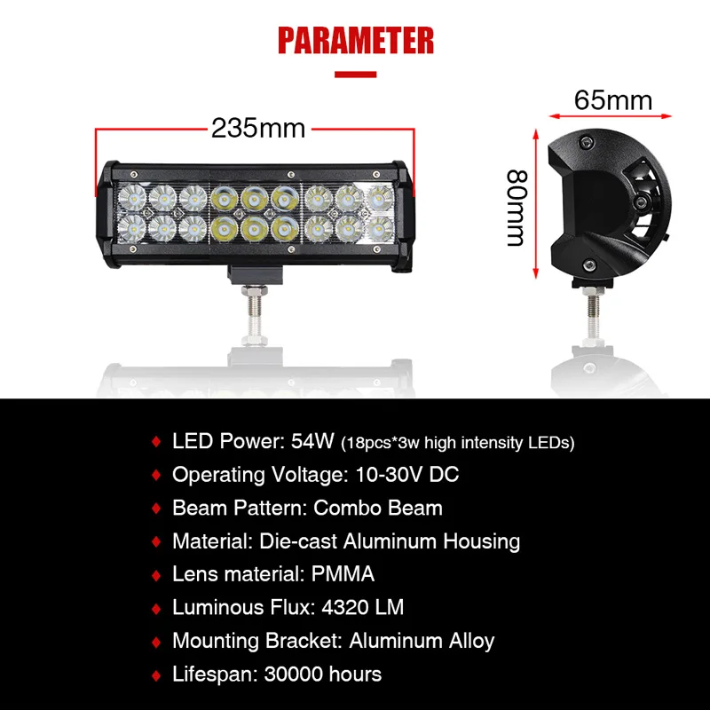 54 Вт 9 дюймов Offroad светодиодный свет работы бар Combo Луч для автомобильной Мотоцикл ATV внедорожник MPV УАЗ 4WD грузовик трактор Автомобиль Stlying 12