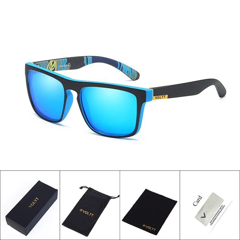 VGLTT Famous unisex Brand designer Polarized Men Sunglasses Mirror Sun glasses UV400 Square Women Male Sun Glasses With Box Bag