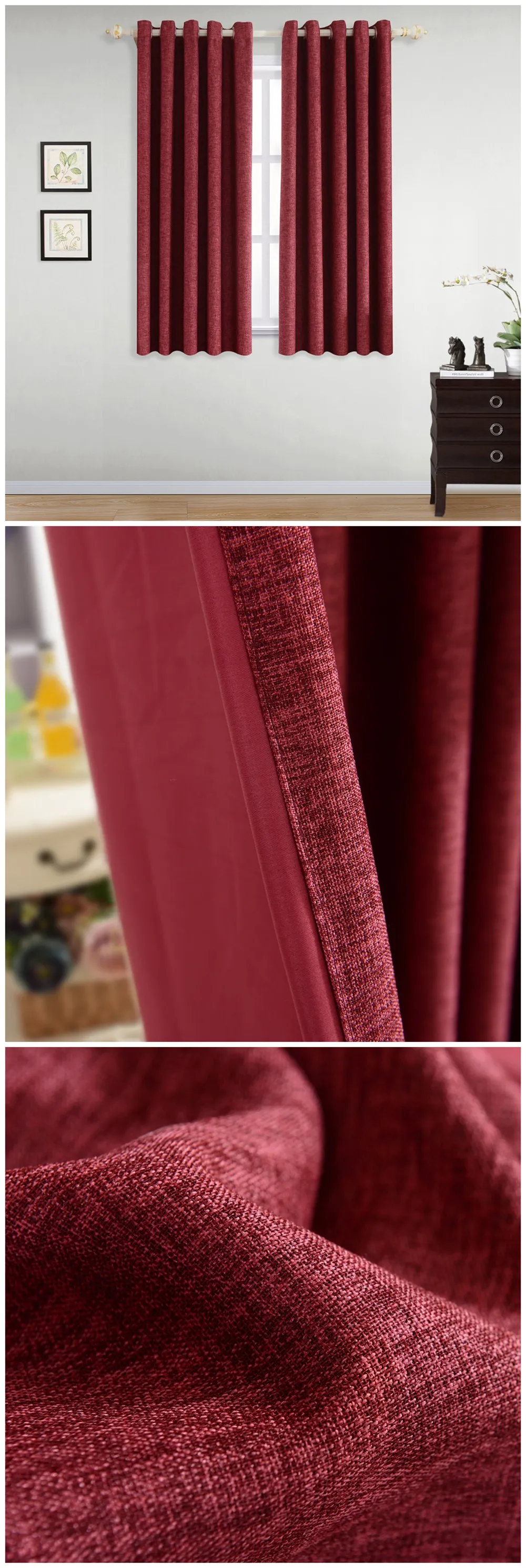 ZG035 NAPEARL 1 Piece Elegant Panel Solid Short Curtains For Living Room Windows High Shading Drops Thread Fabric Home Decor Rings Top (1)