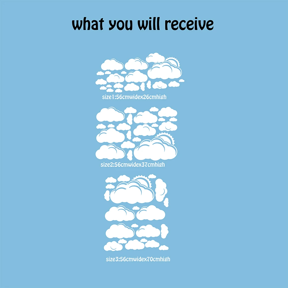 Cartoon Sun Clouds Sky Wall Decal Baby Nursery Kids Room Cute Clouds Sun Nature Wall Sticker Bedroom Playroom Vinyl Home Decor (1)