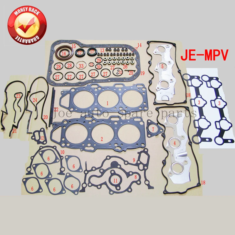 

JE Engine complete Full Gasket Set kit for MAZDA MPV/929/Luce/Efini Ms-9 3.0L 18v 2954cc SOHC V6 1986-1994 8DL2-10-271 8DL210271