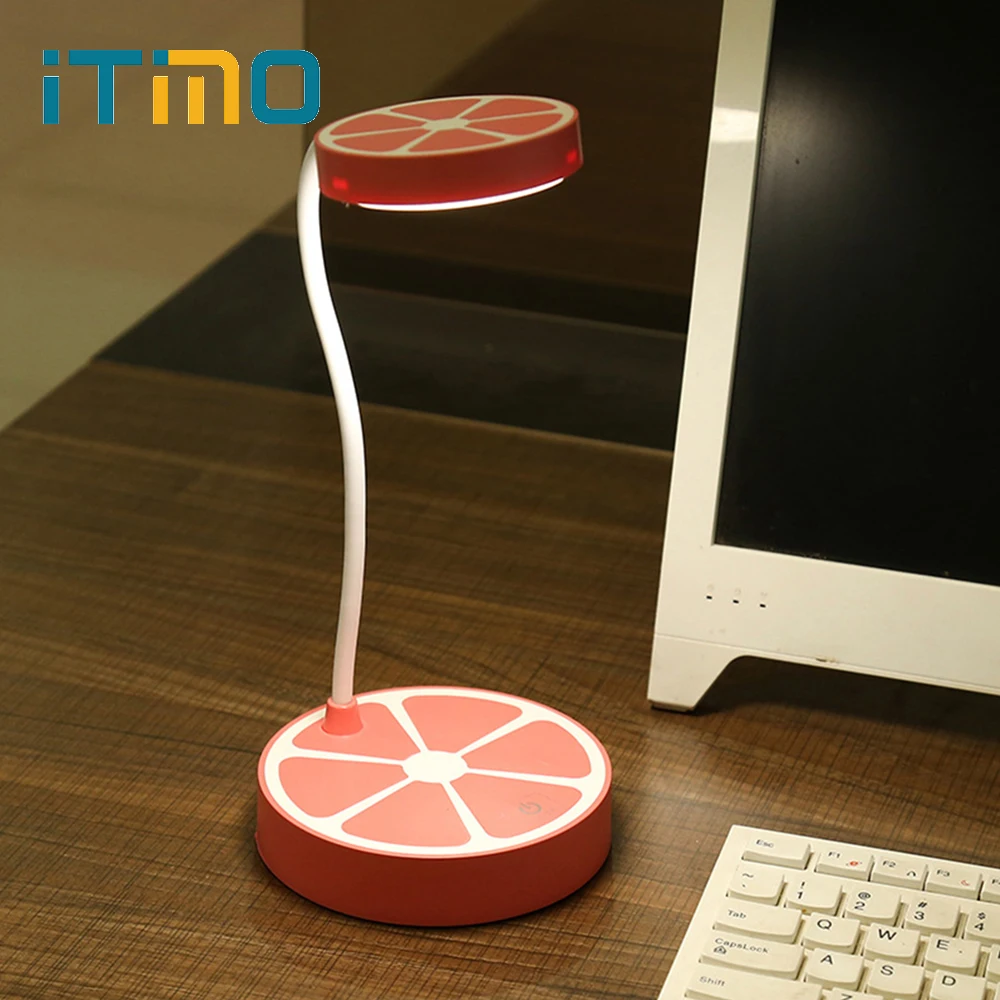

ITimo LED Desk Lamps Orange Shaped Book Reading Light 3 Modes Cute USB Rechargeable Eye Protection Adjustable Table Lamp Kids