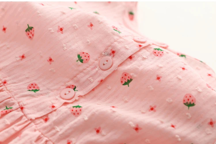 2018 Summer New Fashion Sleeveless Fruit Print Yellow Pink Blue Princess Bow Kids Girls Female Children Dresses (17)