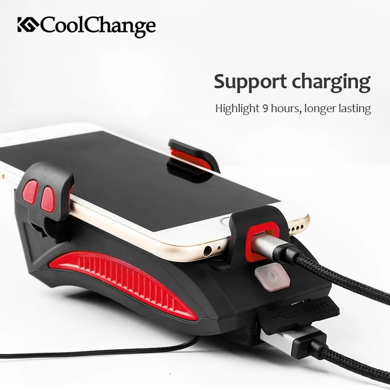 Flash Deal CoolChange Bike Light Cycling Alarm Bell Smart phone Mount Stand Bicycle Lamp Stand 2000/4000mAh Power Bank Bicycle Front Light 1
