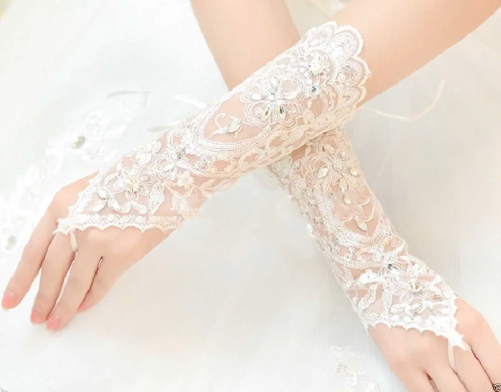 Buy 2016 New White Cheap Bridal Gloves In Stock Hollow