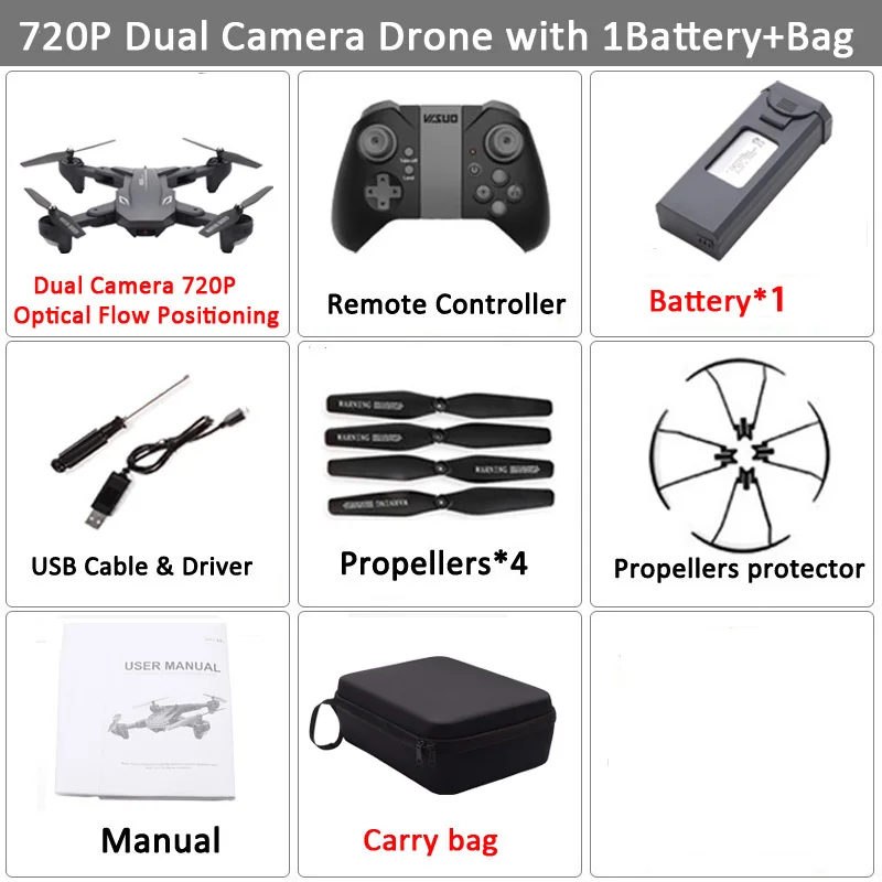 Set 7 720P 1B Cb WiFi FPV RC Дрон 4K камера оптический поток 720P двойная камера RC Квадрокоптер складной селфи Дрон Visuo XS816 VS XS809S XS809HW SG106 - Цвет: Set 7 720P 1B Cb