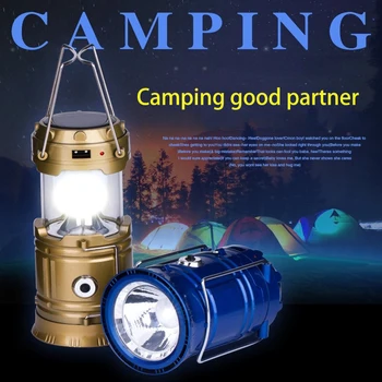 

LED solar rechargeable portable lantern camping lights outdoor lighting hiking folding camp light Flashlight solar lamp led lamp