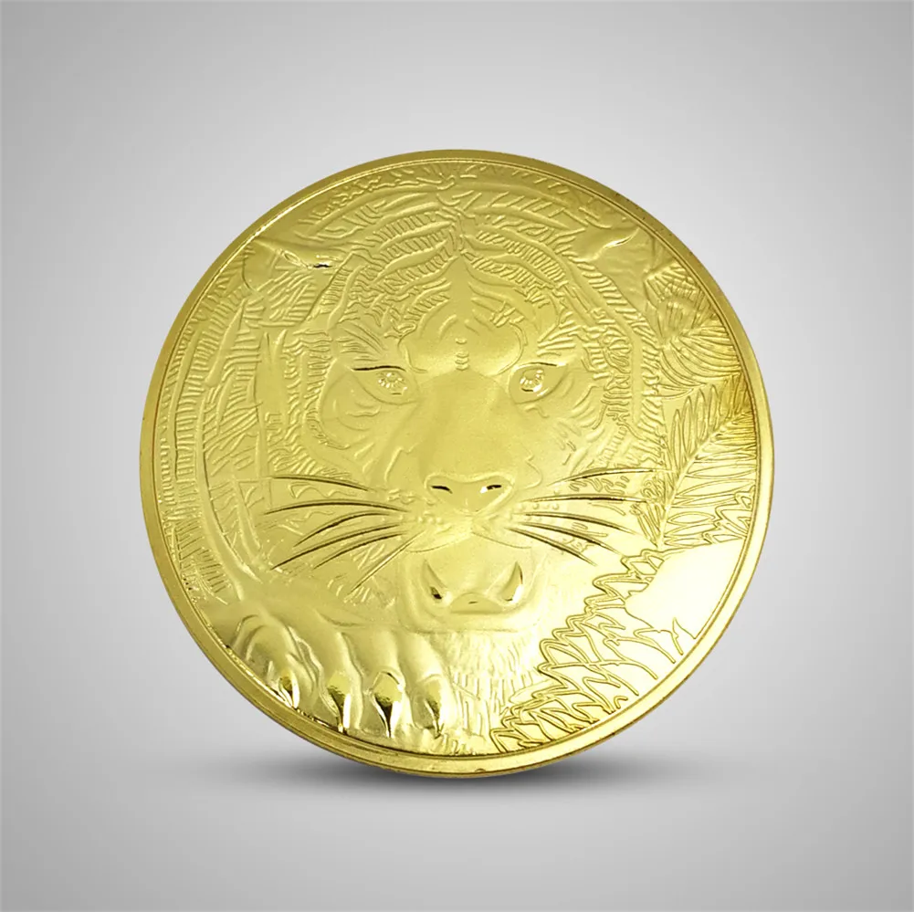 Дракон битва Тигр Серебряная позолоченная памятная монета животное сплав антикварная памятная монета любовь медаль художественная коллекция