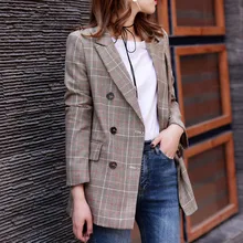 2017 New Plaid Formal Suits for Women Fashion Newest Designer Blazer Women’s Long Sleeve Jacket J17CA2005