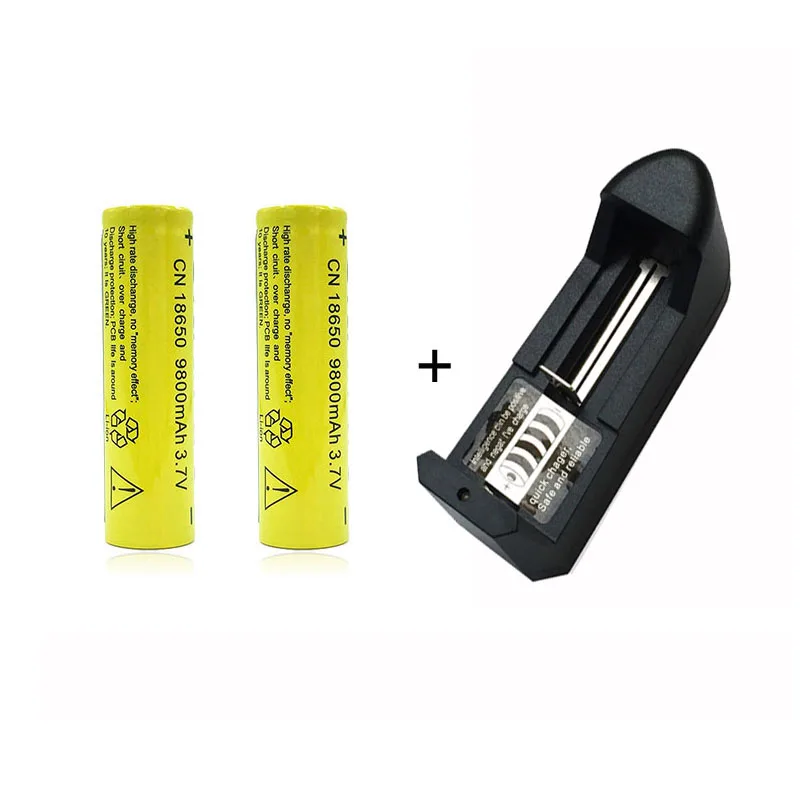 2 шт 18650 3,7 V 9800 mAh Батарея литиевые батареи литий-ионный Перезаряжаемые фонарик + 18650 16340 14500 AA AAA Универсальное зарядное устройство