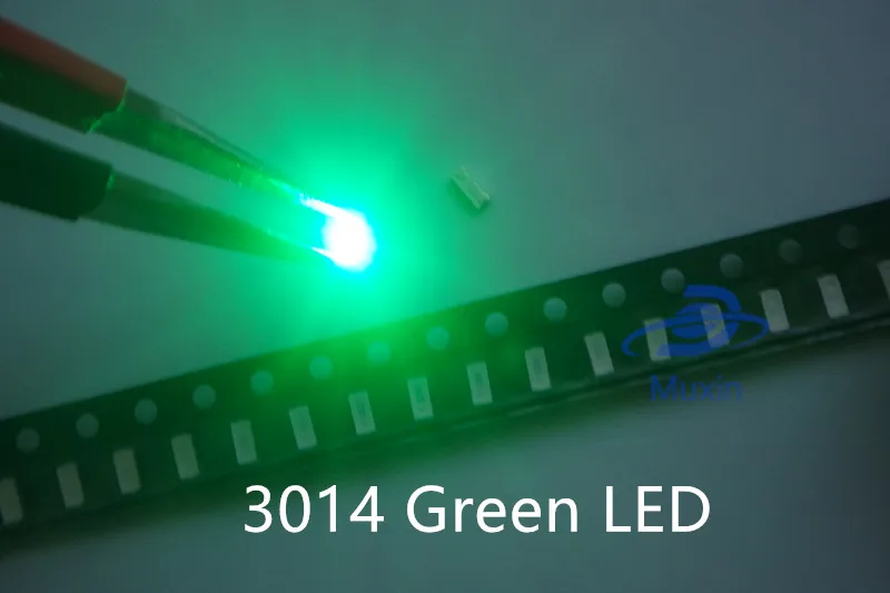 100 шт. 3014 SMD светодиодный чип зеленый ультра яркий 0 1 Вт 7 9 лм 30 мА 3 в поверхностного
