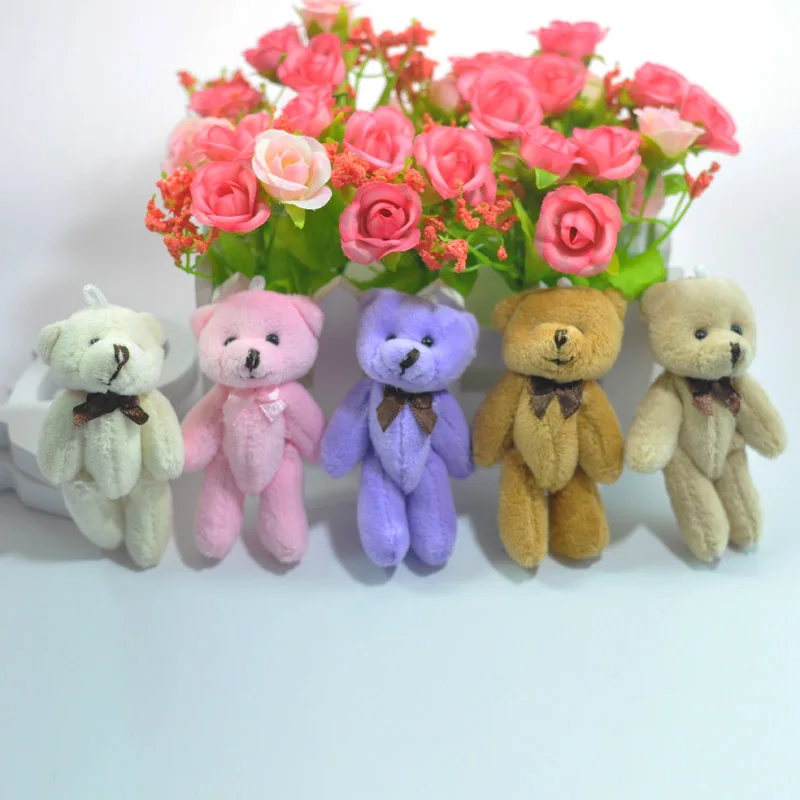 Mini Cute Cartoon Joint Bear Plush Toys Bow Tie Teddy Bear Dolls Bag Phone Pendant DIY Flower Bouquet Doll 8cm  (8)