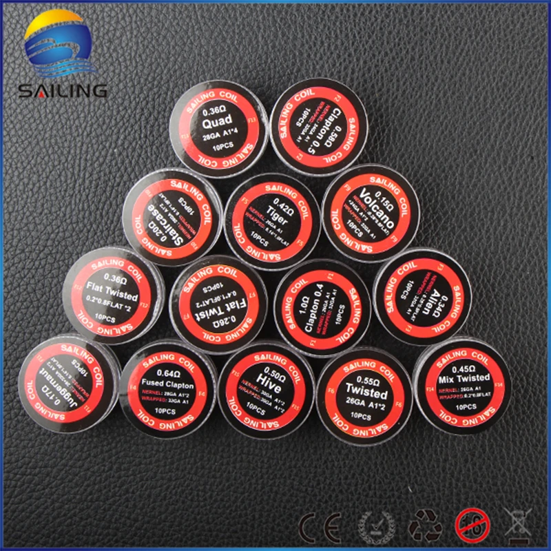 

RDA Prebuild Coil Clapton Alien Tiger Quad Hive Flat Twisted Mix Twisted Heating Resistance Coil for Vape 2 Boxes Packed