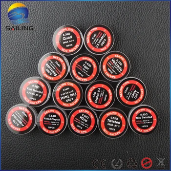

RDA Prebuild Coil Clapton Alien Tiger Quad Hive Flat Twisted Mix Twisted Heating Resistance Coil for Vape 2 Boxes Packed