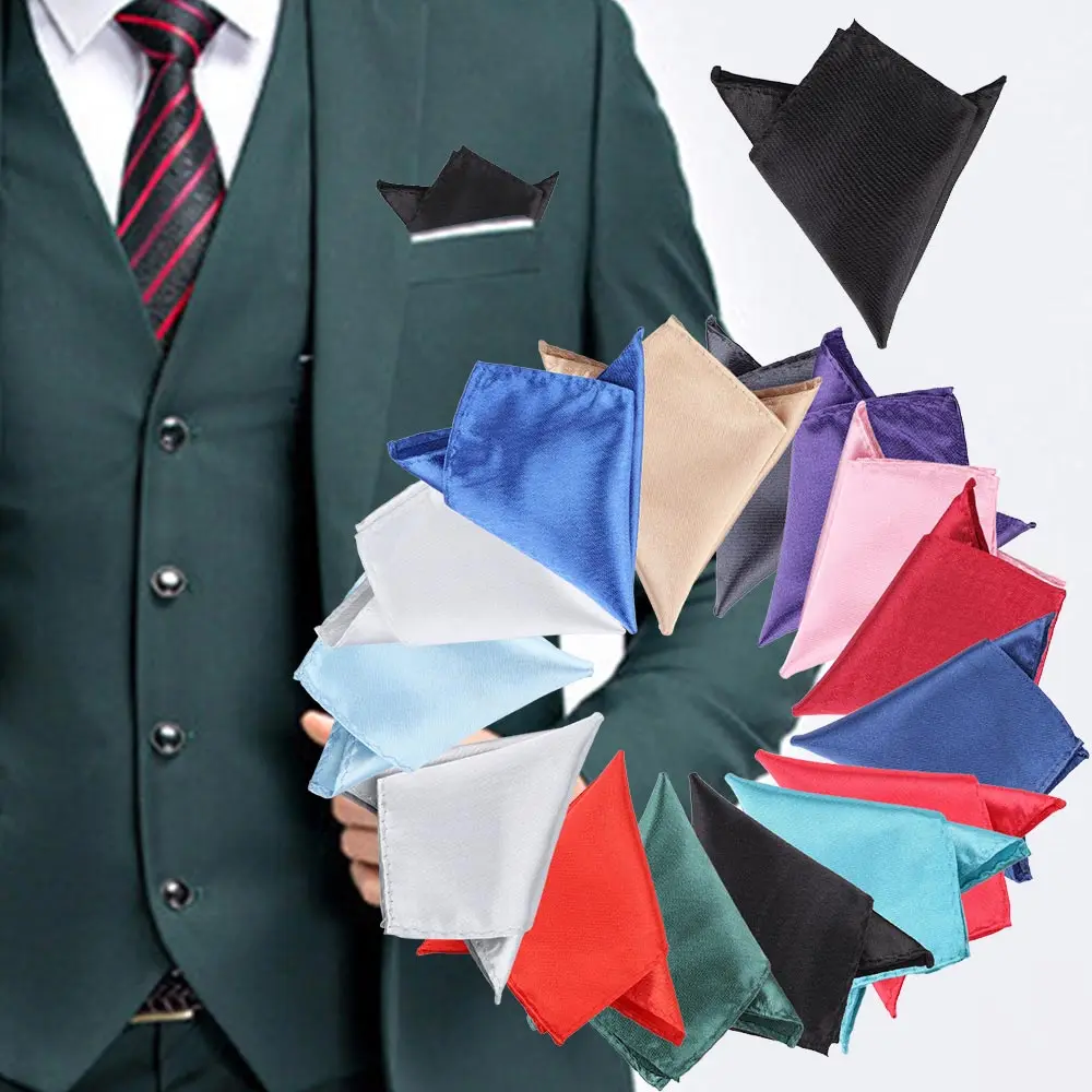 Men/'s Hanky Solid Plain Stylish Suits Pocket Square Handkerchief NEW 26 Colors