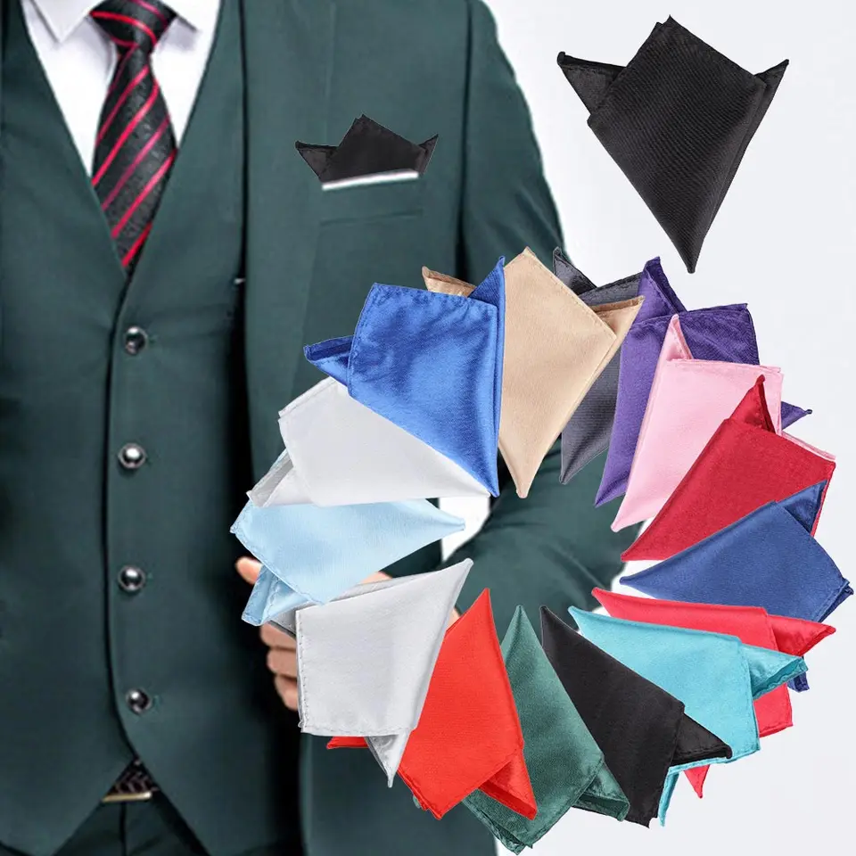 Hot Sale 1PC Satin Handkerchief For Men Candy Color Mens Suits Pocket Square Business Chest Towel Hanky Suit Accessories