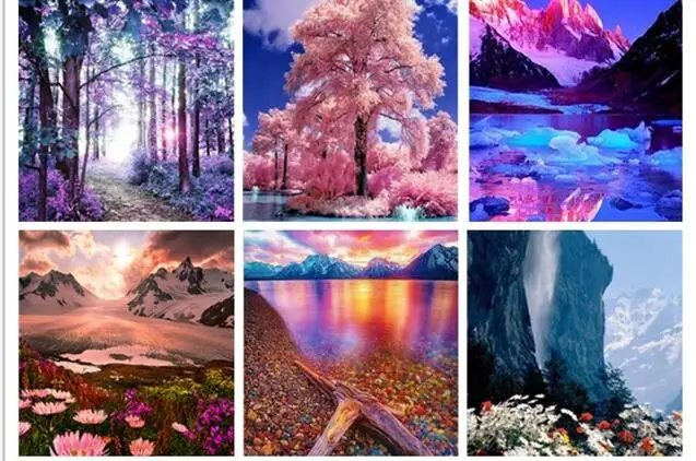 5d diy full square diamond painting Charming scenery of the four seasons cross stitch home decoration | Дом и сад