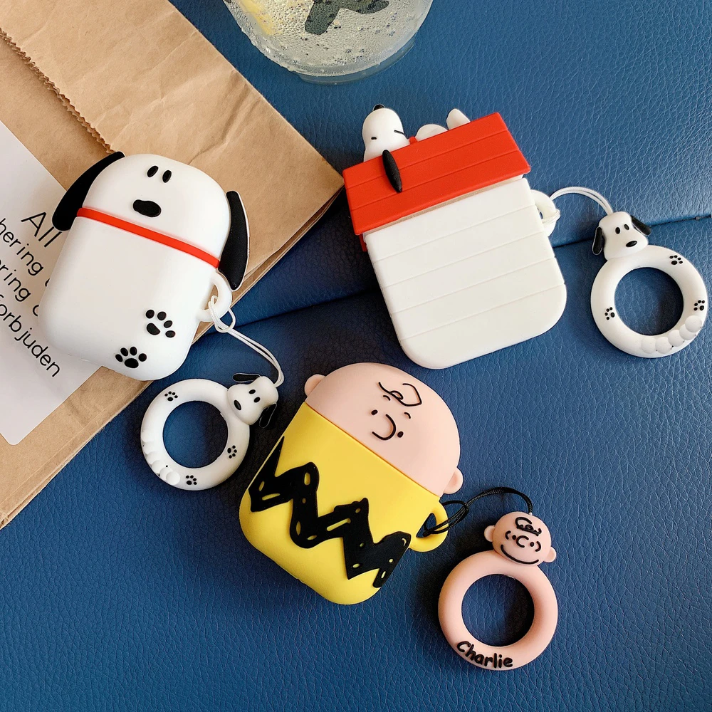 Bluetooth чехол для наушников с 3D милым рисунком из мультфильма "Charlie peanuts Dog" силиконовый чехол для наушников для Apple Airpods 1 2 чехол для зарядки s