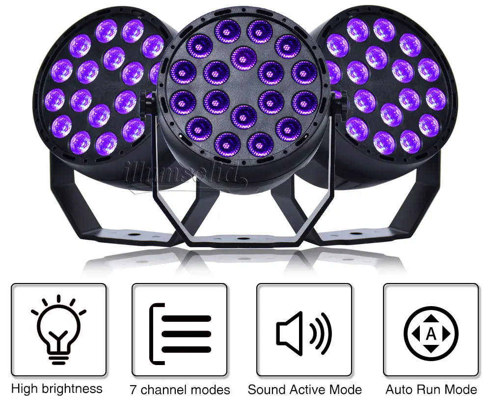 УФ светодиодный PAR Light 18x3 W фиолетовый черный проектор портативный звуковой активированный проектор лампа