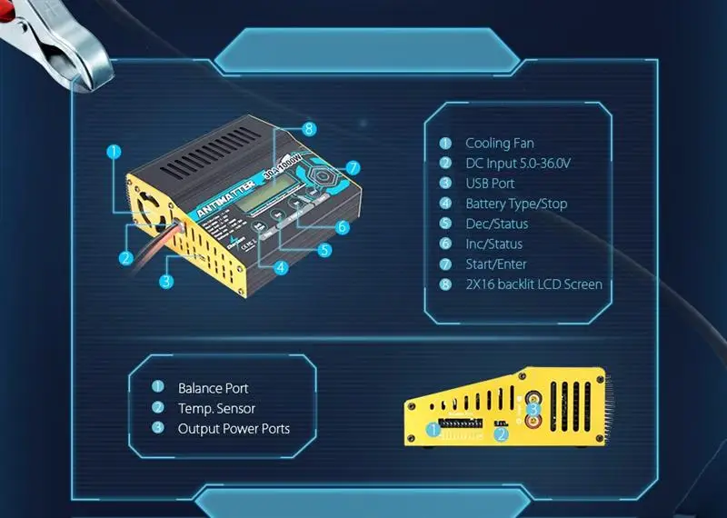 Оригинальное зарядное устройство Charsoon Antimatter 1000 Вт 30A, зарядное устройство для LiPo/LiFe/NiCd/PB