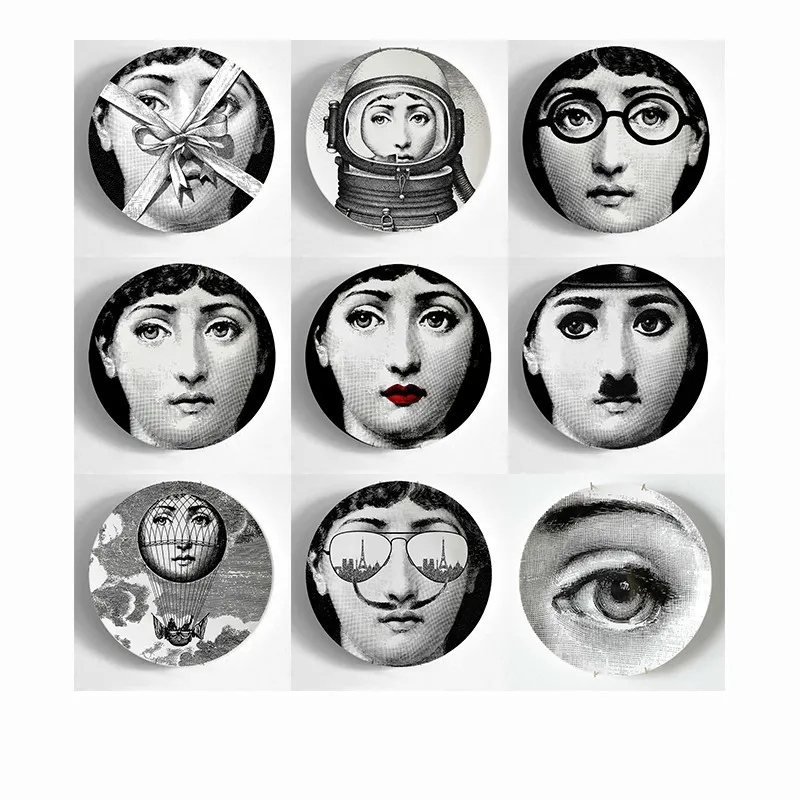 Европейский Миланский стиль Великолепные Редкие тарелки Fornasetti Lina лампочка лицо rosenthal Piero Fornasetti настенные декоративные 8 дюймов