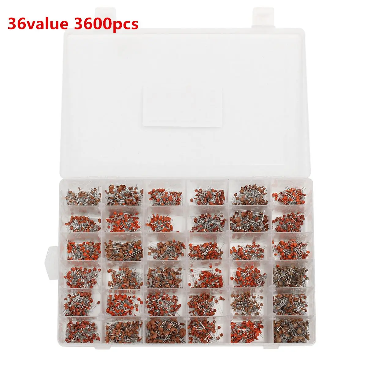 

3600pcs 36values Each 100Pcs 1pF - 100nF Ceramic Capacitors Kit Disc 50V Assortment With Storage Box
