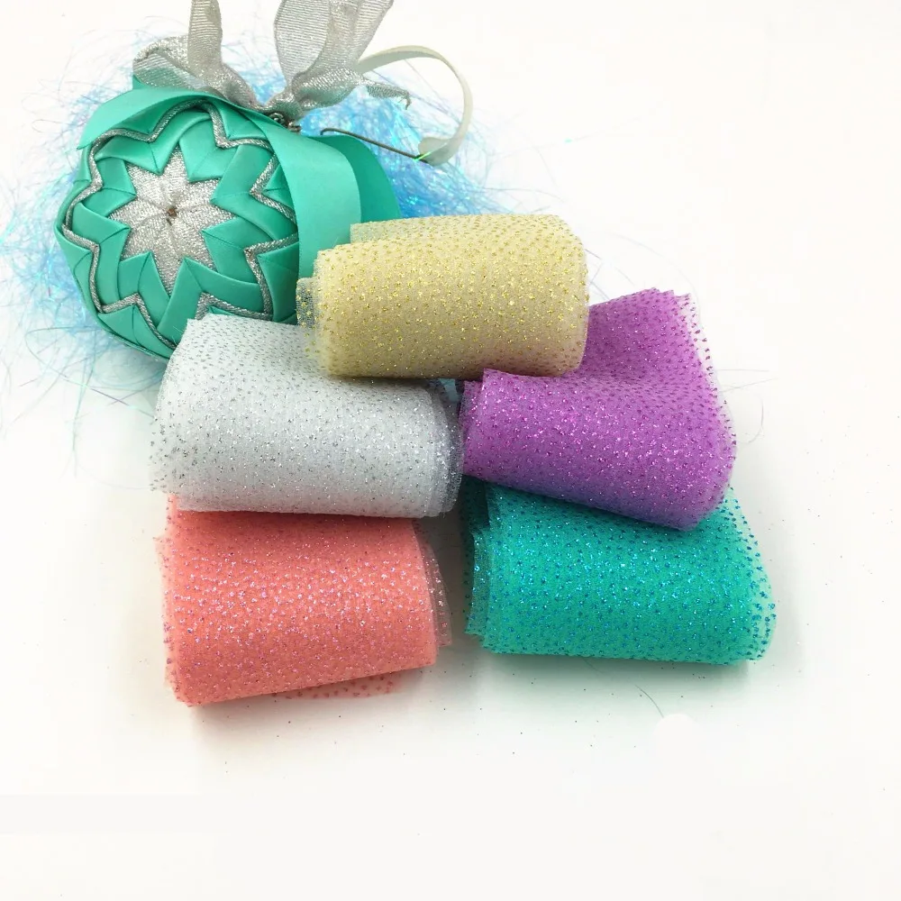 

2inch 6cm Glitter Crepe Organza Mesh Ribbon 25Yards DIY hair Clip Bow Baking Wrapping Christmas Ribbons Supplies