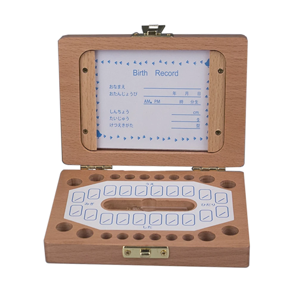 Простая деревянная детская фоторамка Силиконовая зубная щетка для малышей коробка для сохранения зубов для новорожденных коллекция роста коробка на память - Цвет: Brown Japanese