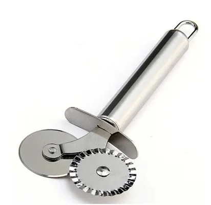 

2 in 1 Stainless Steel Dual Wheel Pasta Cutter Slicer Pastry Pizza Cutters Noodle Making Tools