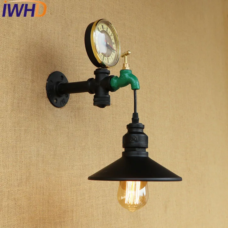 IWHD Loft Style Antique Water Pipe Lamp Switch Industrial Edison Wall Sconce horologe Vintage Wall Light Fixtures Home Lighting IWHD Loft Style Antique Water Pipe Lamp Switch Industrial Edison Wall Sconce horologe Vintage Wall Light Fixtures Home Lighting