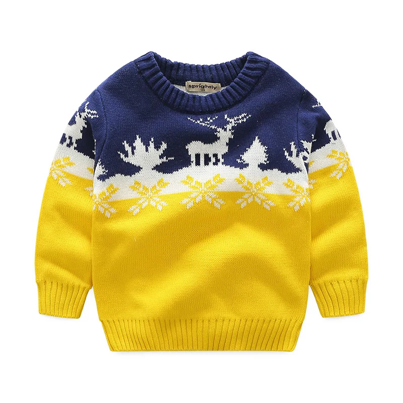 Свитера для мальчиков, вязаные повседневные пуловеры для мальчиков с рисунком, Рождественская Одежда для мальчиков, плотная одежда с изображением рождественского оленя, снега От 3 до 8 лет