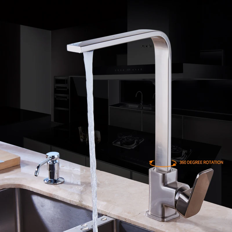  Kitchen Faucet Chrome Brass Deck Kitchen Sinks Faucet High Arch 360 Degree Rotating Swivel Cold Hot - 32760708683