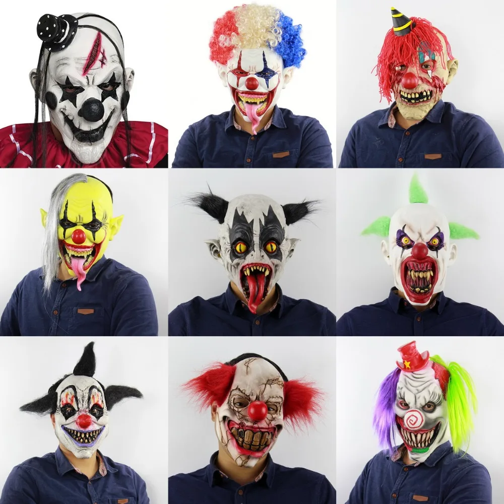 

Halloween Horror Ghost Christmas Bars Men Mask Props Weird Latex Scary Clown Masks For Party 14 Style