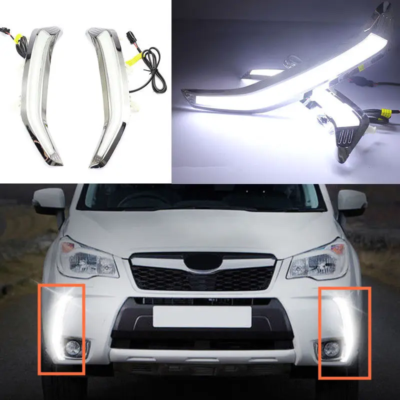 

White Yellow Blue LED DRL Daytime Running Light with turn signal For Subaru Forester 2014 2015 2016