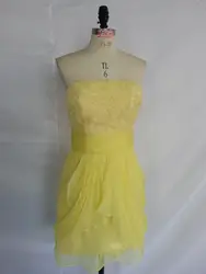 Пользовательские новый сексуальный цветы женщины желтый дешевые vestido де феста лонго 2015 бесплатная доставка короткие мини-пром платья