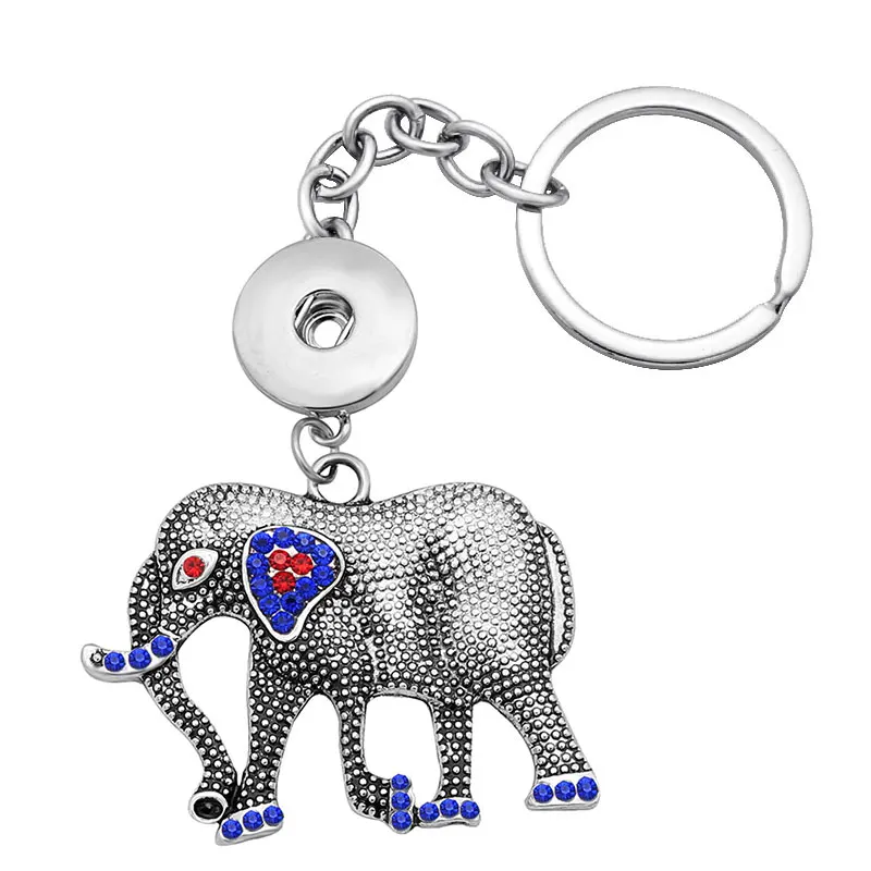 

Fashion Owl Elephant Hearts Spider Crystal rhinestone snap key chains fit 18mm snap buttons DIY snap jewelry XL0012