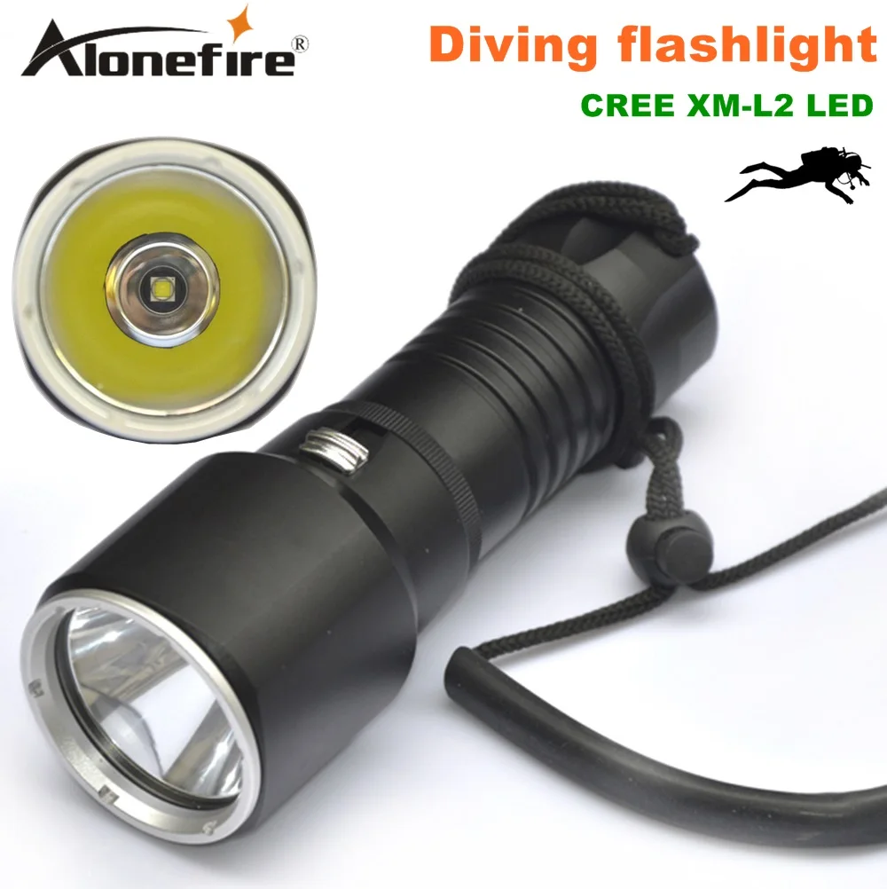 

Alonefire DV18 2200LM underwater XML L2 LED diving diver flashlight waterproof led torch for 1x32650 battery