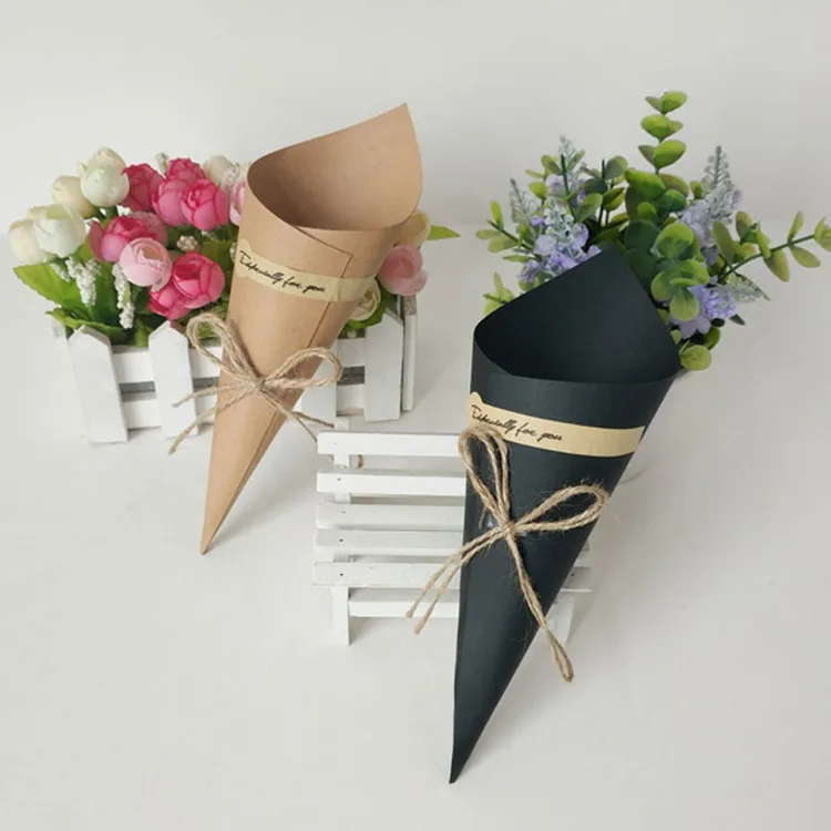 50 наборов крафт-бумага складные карты цветок держатель для Рожков оберточная бумага стикер букет ручной работы поделки для свадебной вечеринки